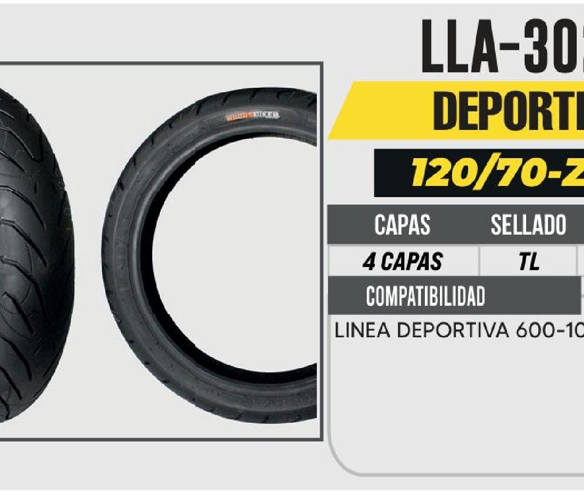 120/70-ZR17 4 CAPAS CYR201 CALLE NO USA CAMARA (TL) DELANTERA