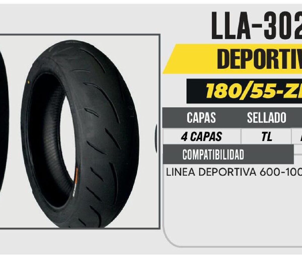 180/55-ZR17 4 CAPAS CYR100 CALLE NO USA CAMARA (TL) TRASERA