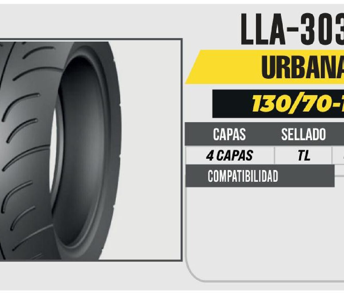 130/70-12 4 CAPAS P132 CALLE NO USA CAMARA (TL)