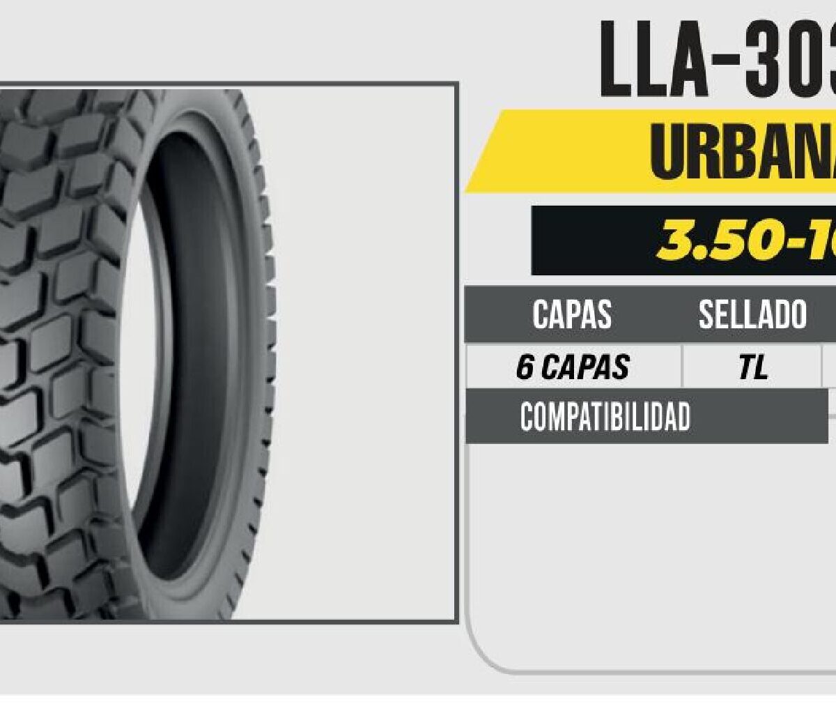 3.50-16 6 CAPAS P126 NO USA CAMARA (TL) TRASERA