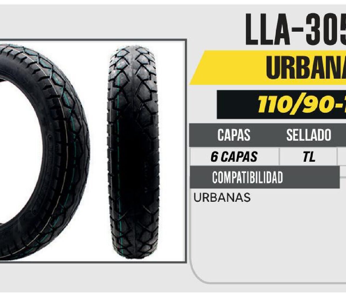 110/90-16 P207 CALLE 4PR NO USA CAMARA (TL) TRASERA