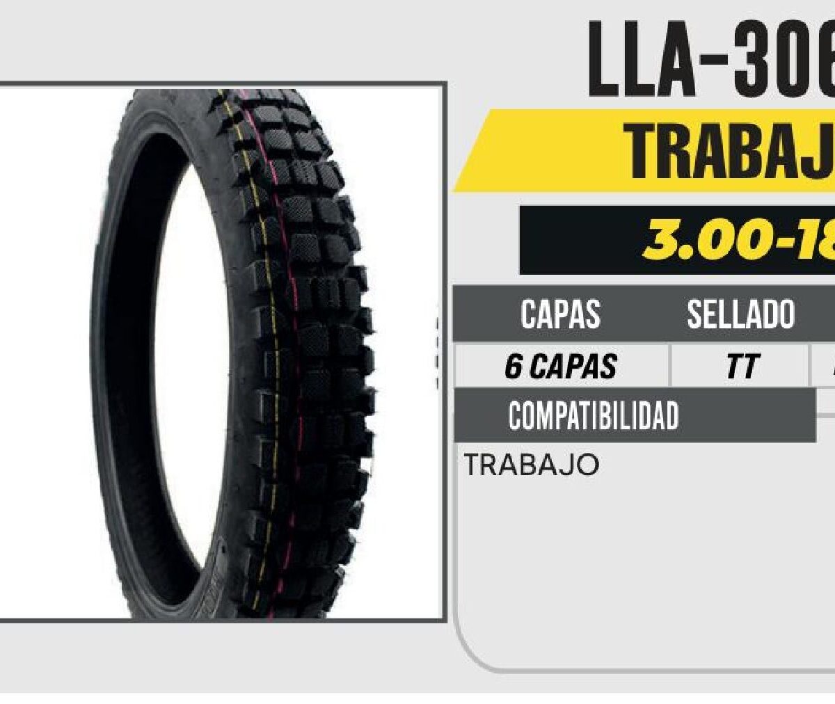 3.00-18 P115 TRABAJO 6PR USA CAMARA (TT) TRASERA